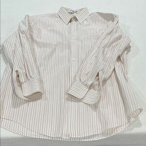 Giorgio Armani Collezioni Beige Striped Dress Shirt Men’s Button Down Italy